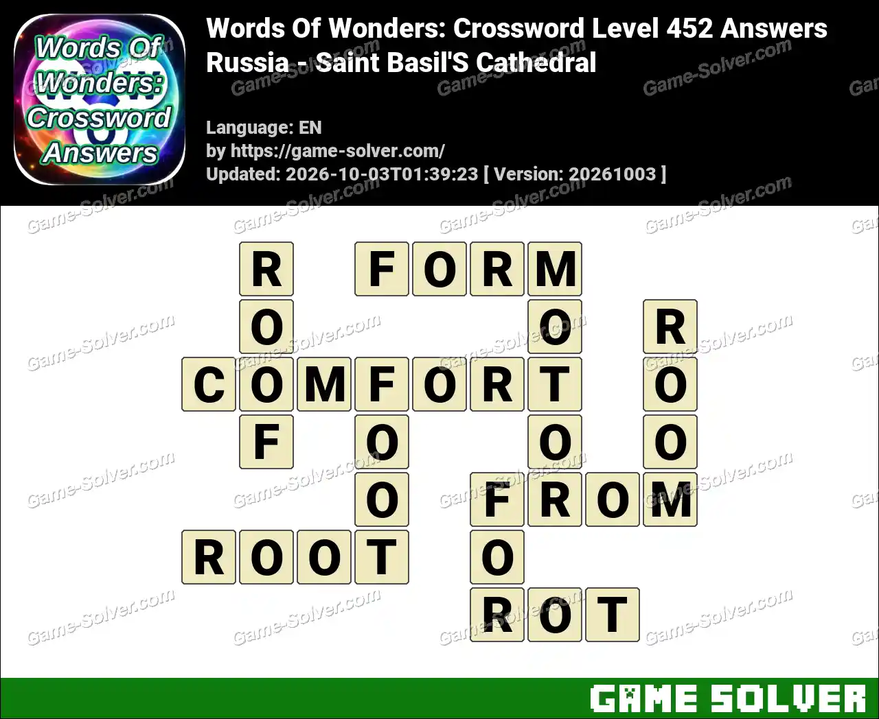 Words Of Wonders: Crossword Level 452 Answers – Russia – Saint Basil’S Cathedral